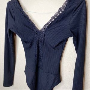 H&M women’s body suit, lace, long sleeve